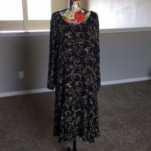 Black and gold Carole Little dress